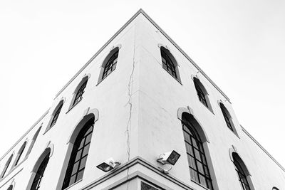 Low angle view of old building against clear sky