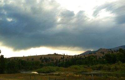 Scenic view of landscape against cloudy sky