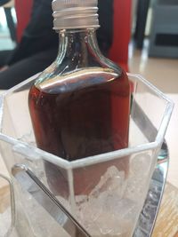 Close-up of drink in glass on table