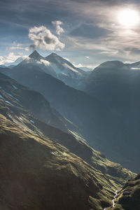 Scenic view of mountains against sky