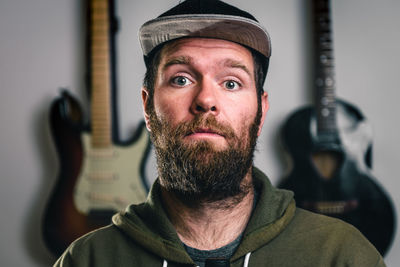 Close-up portrait of bearded man