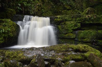 View of waterfall in forest