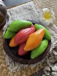 High angle view of vegetables on table