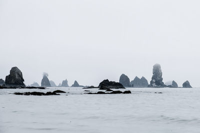 Scenic view of sea against clear sky