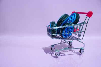 Clock tower against blue background