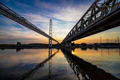 Low angle view of bridge over river against sky