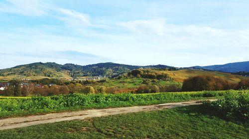 Scenic view of field against sky