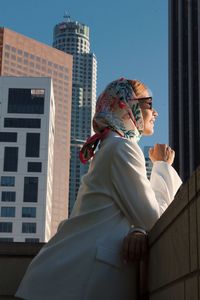 Portrait of a young woman in a headscarf