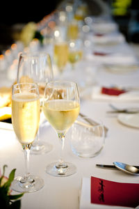 Close-up of beer in glass on table