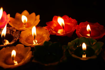 Close-up of illuminated candles