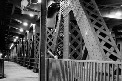 Illuminated railing at night