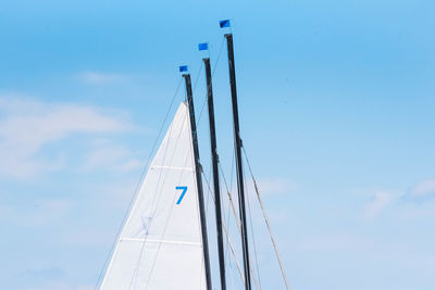 Low angle view of sailboat against sky