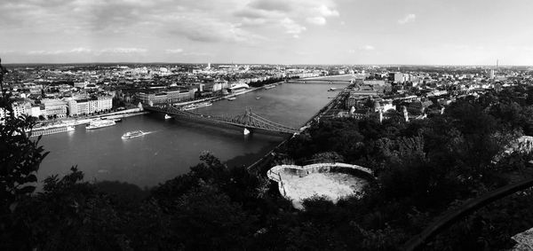 High angle view of bridge over river in city