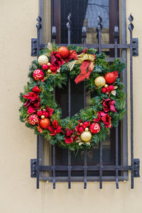 Christmas wreath is displayed