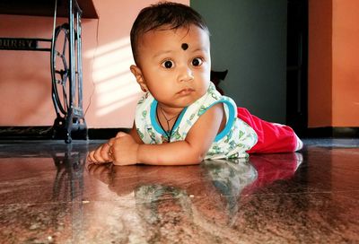 Portrait of boy at home