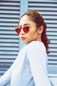 Portrait of woman wearing sunglasses