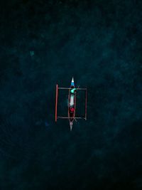 High angle view of people in boat on water