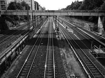 High angle view of railroad tracks