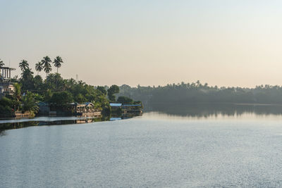 Scenic view of lake against clear sky