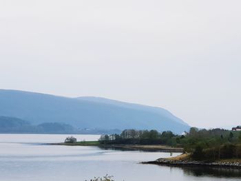 Scenic view of lake against clear sky