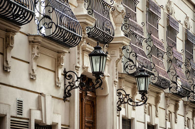 Full frame shot of building with lamps