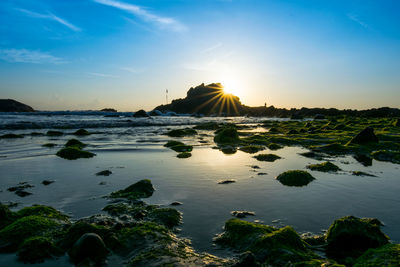 Scenic view of sea against sky during sunset