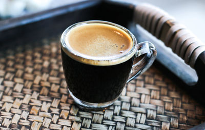 Close-up of coffee cup on table