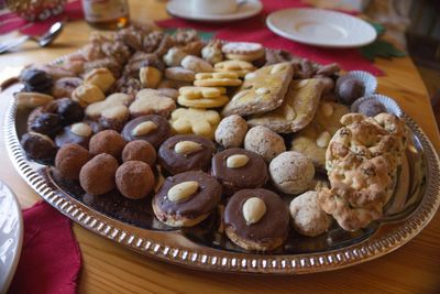 Close-up of dessert in plate on table