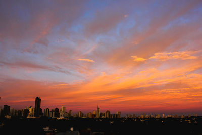 Silhouette buildings against sky during sunset