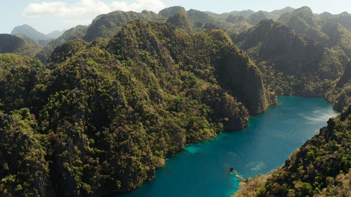  kayangan lake with blue water on tropical island coron.  palawan, philippines