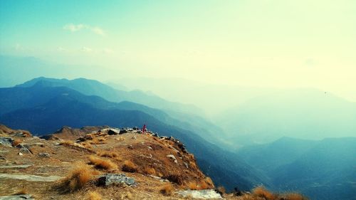 Scenic view of mountain range against sky