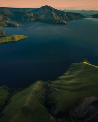 Aerial view of a toba lake 