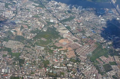 Aerial view of city and buildings