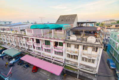 High angle view of buildings in city