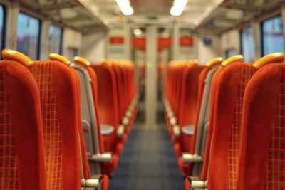 Empty seats in train carriage