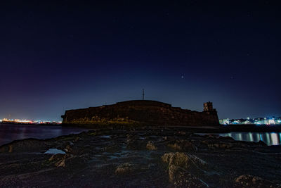 Scenic view of sea against sky at night