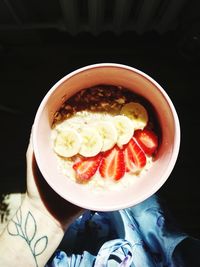 High angle view of breakfast served in bowl