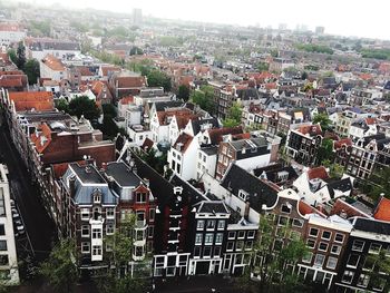 Aerial view of houses in city