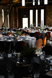 Table and chairs in restaurant