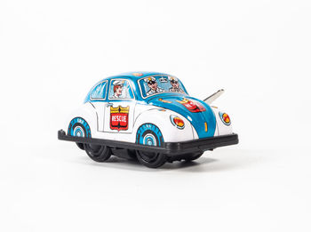 Toy car on white background