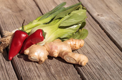 Close-up of various vegetables on table