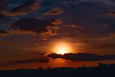 Scenic view of dramatic sky during sunset