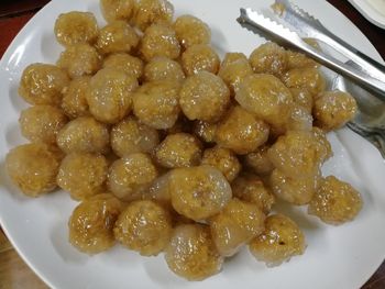 High angle view of meal served in plate