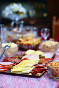 Close-up of served food in plate