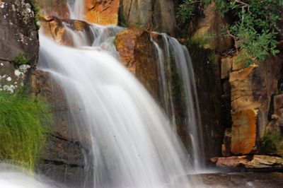 View of waterfall in forest