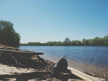 Scenic view of lake against clear sky