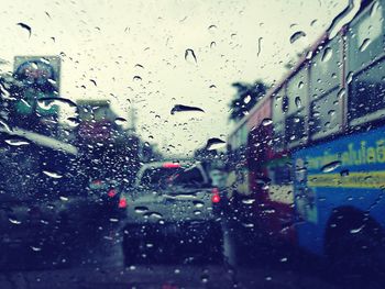 Wet glass window in rainy season