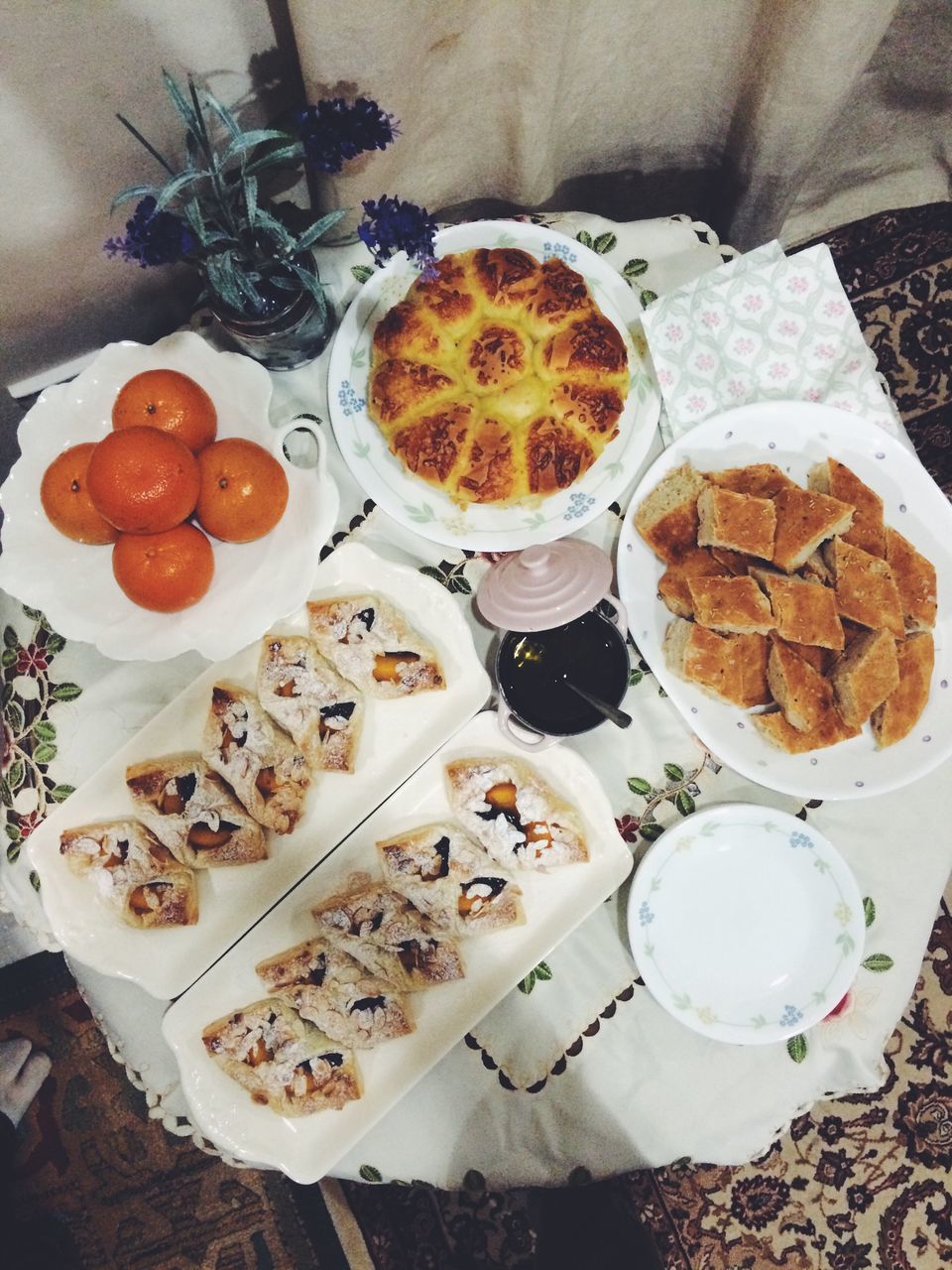 food and drink, food, freshness, healthy eating, indoors, table, high angle view, still life, plate, ready-to-eat, fruit, bowl, directly above, vegetable, variation, abundance, tomato, no people, serving size, indulgence