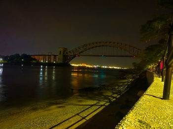 Bridge over river at night