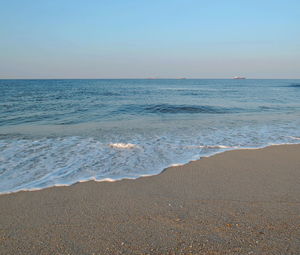 Scenic view of sea against clear sky